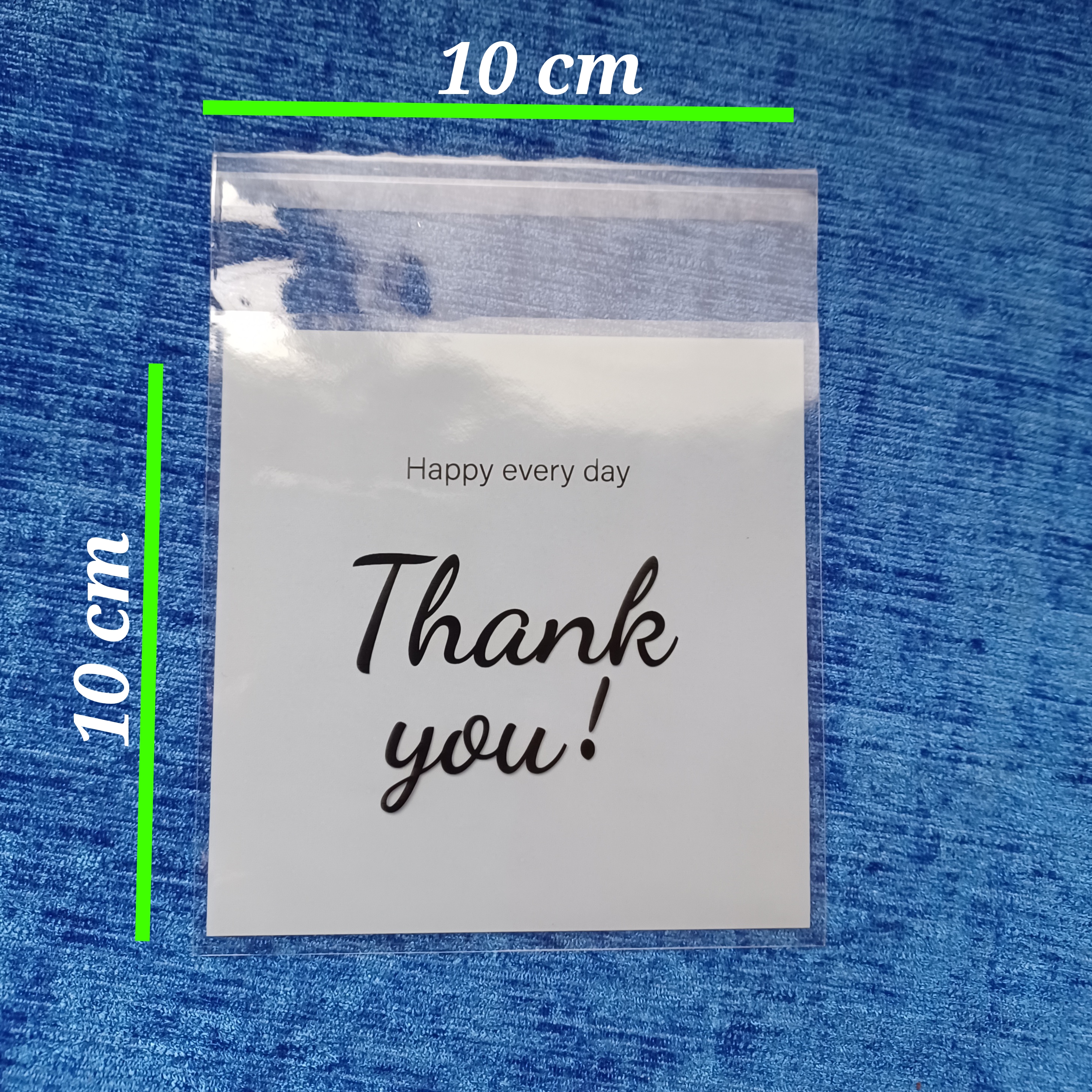 یک بسته 5۰ عددی سایز 10x10 سلفون لبه چسبدار طرح thank you